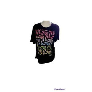 Urban Beach men's  t-shirt short sleeve size Large black surf print neon Large